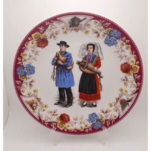 Rare VTG Limoges Decor Depose P Lenoir Plate Folk Couple Musicians 9.5"